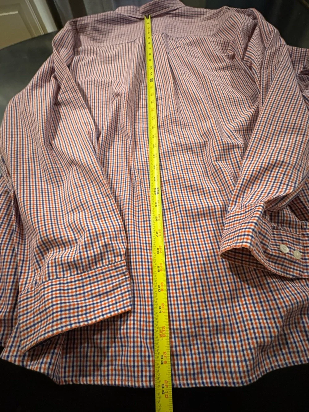 Saddlebred Orange and Blue Micro-Check Button-Down Shirt 3XL Tall